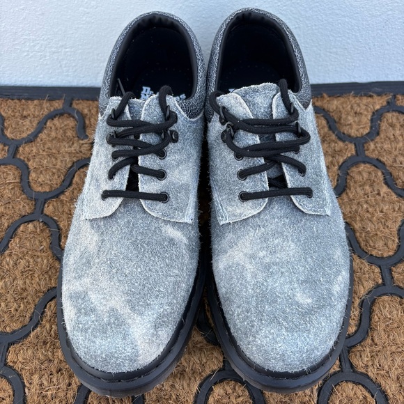 Dr. Martens 8053 Grey Stonewashed Hairy Suede Oxford Shoes Men’s Size 9 - Picture 3 of 9